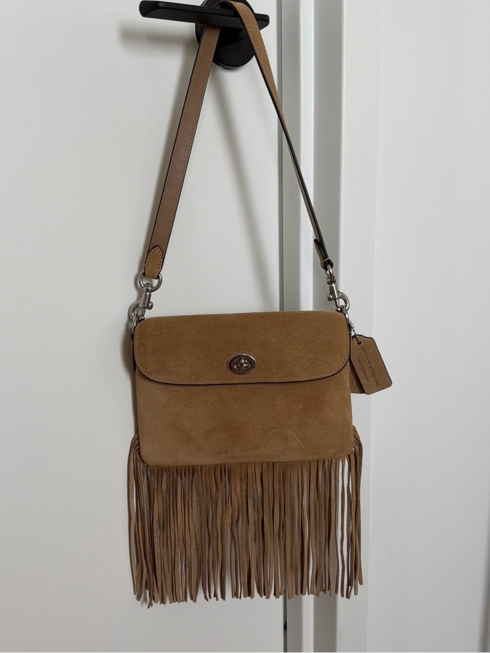 New Coach 1964 Tan Suede Fringe Crossbody Bag